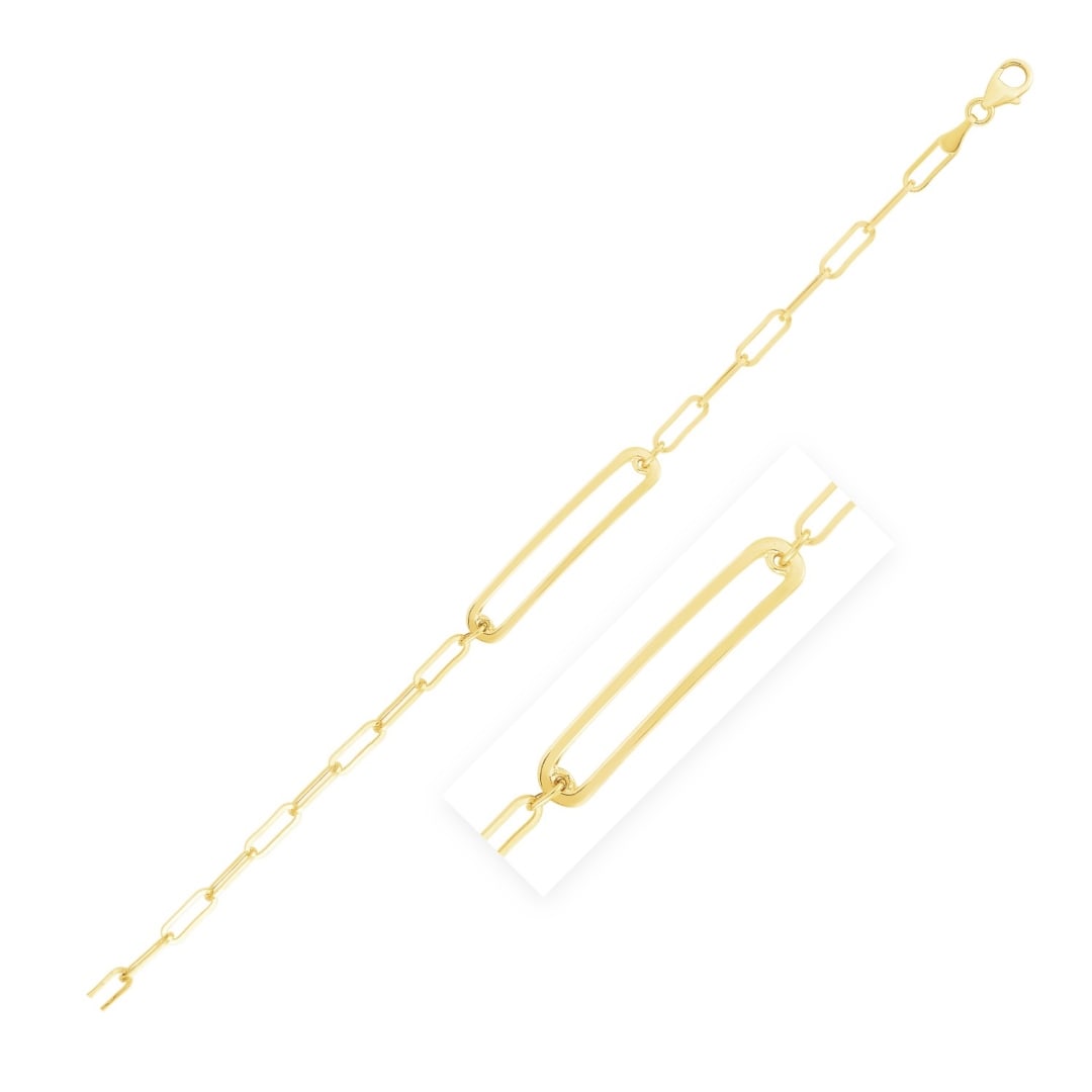 14k Gold Polished Open Curved Paperclip Bracelet (1 of 1)