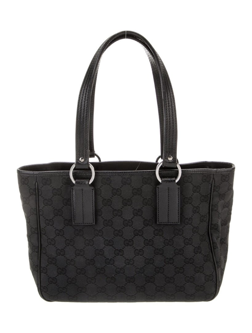 Gucci Black Gg Canvas Gunmetal Hardware Tote (1 of 6)