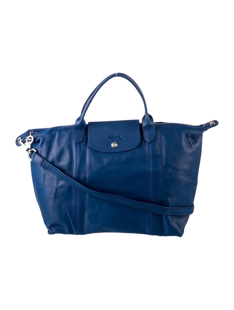 Longchamp Blue Leather Jacquard Top Handle Bag (1 of 6)