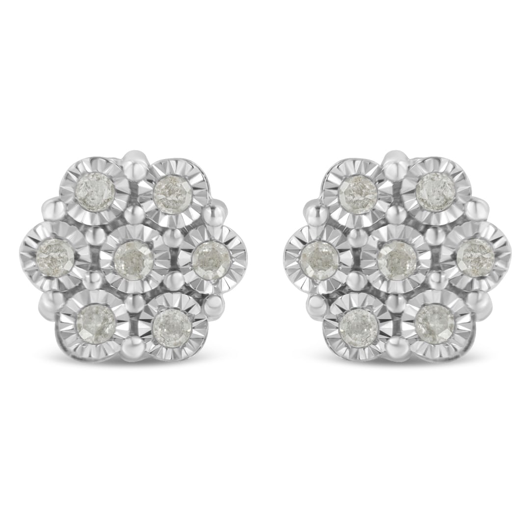 Beautiful .50ct Diamond Floral Cluster Earrings (1 of 4)