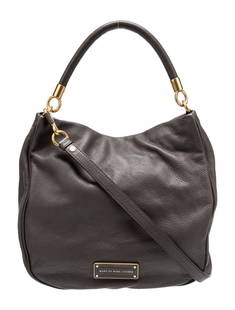Marc By Marc Jacobs Black Leather Shoulder Bag: Condition is Very Good, pre-owned. Details: Black Leather, Gold-Tone Hardware, Rolled Handle, Single Adjustable Shoulder Strap, Logo Jacquard Lining, Three Interior Pockets, Snap Closure at Top, Inclu