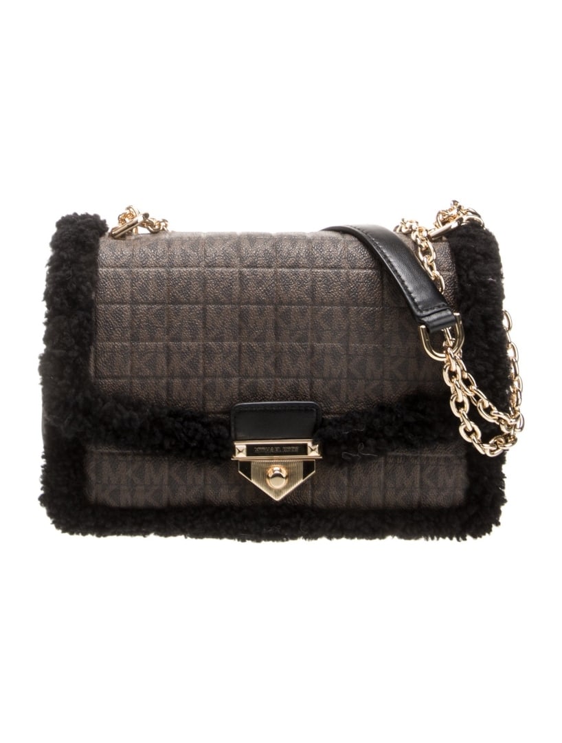 Michael Kors Brown Leather Trim Twill Shoulder Bag (1 of 5)