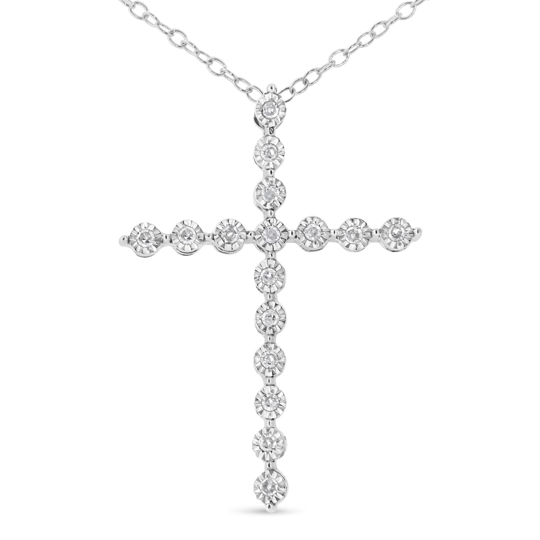 Elegant Round .15ct Diamond Cross Necklace (1 of 4)