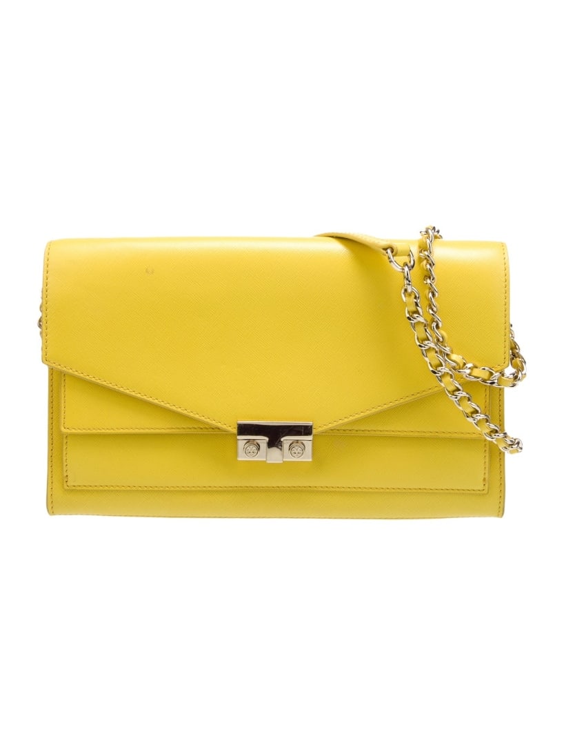 Tory Burch Yellow Leather Gold-tone Shoulder Bag (1 of 4)