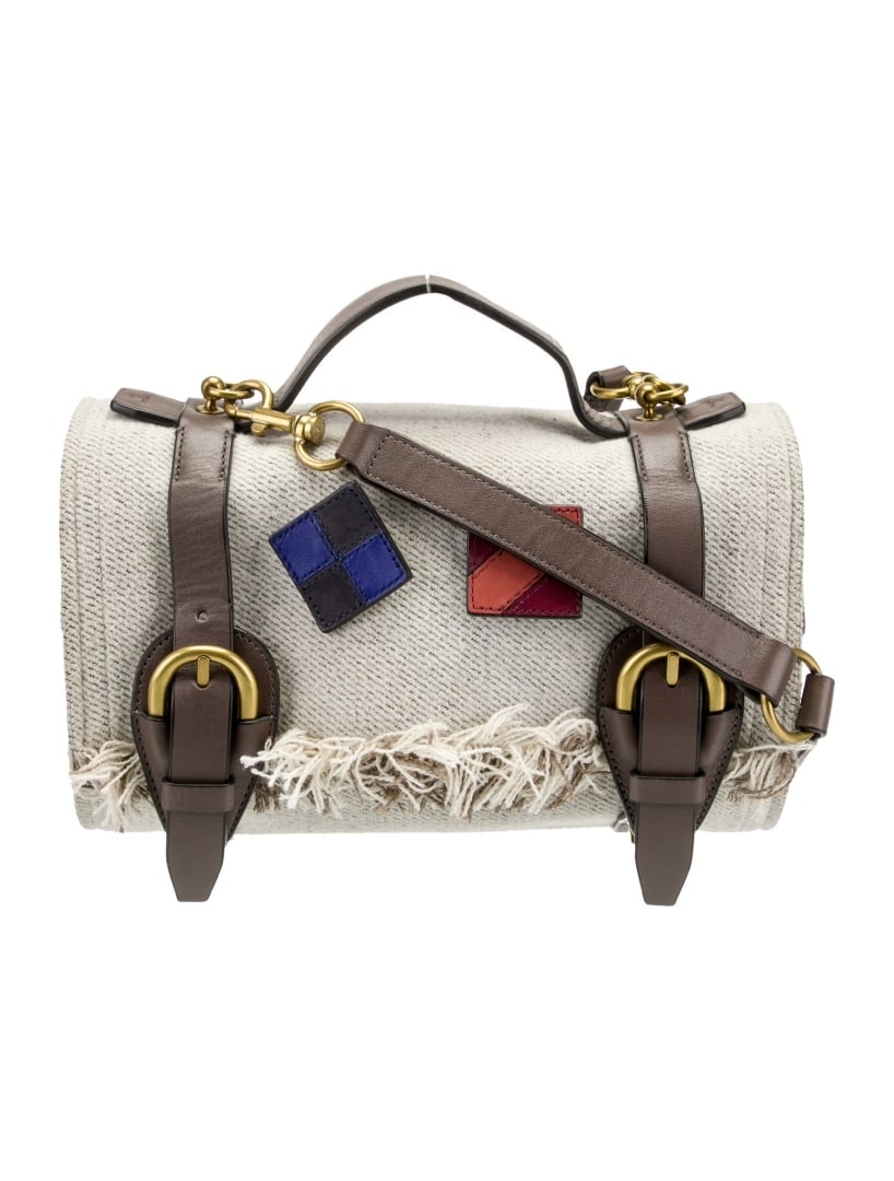 Tory Burch Neutrals Canvas Fringe Top Handle Bag (1 of 5)