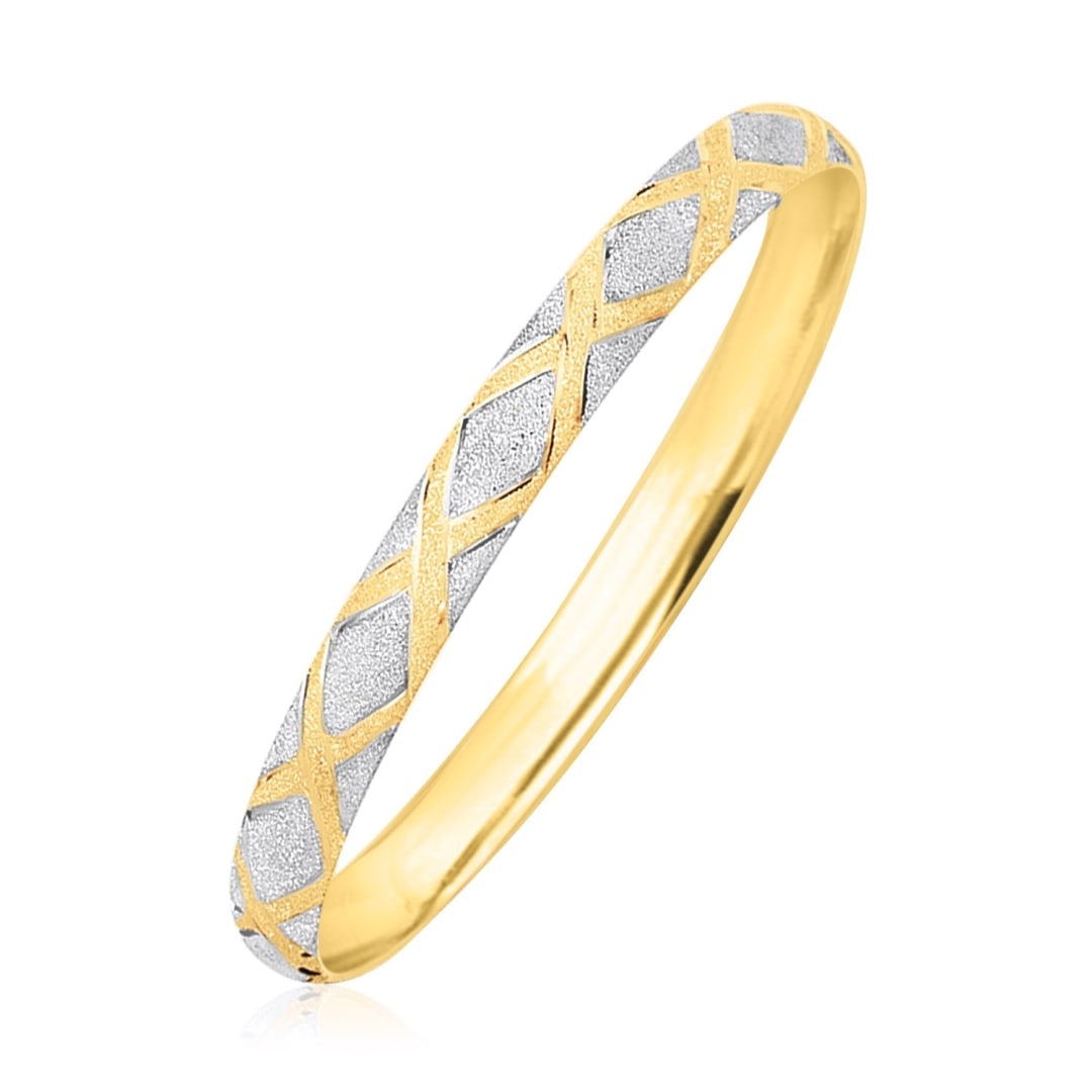 10k Two-tone Gold Geometric Diamond Motif Bangle (1 of 2)