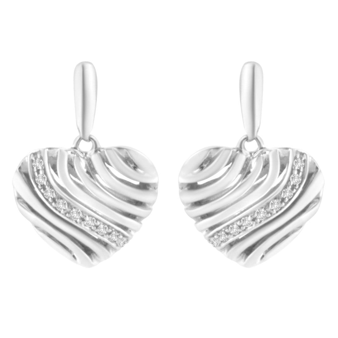 Exquisite .10ct Diamond Accent Heart Puff Earrings (1 of 4)