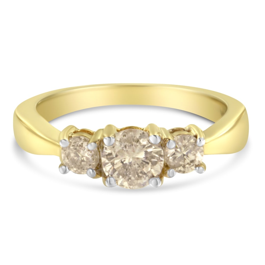 10k Gold 1.01ct Champagne Diamond 3-stone Ring (1 of 6)