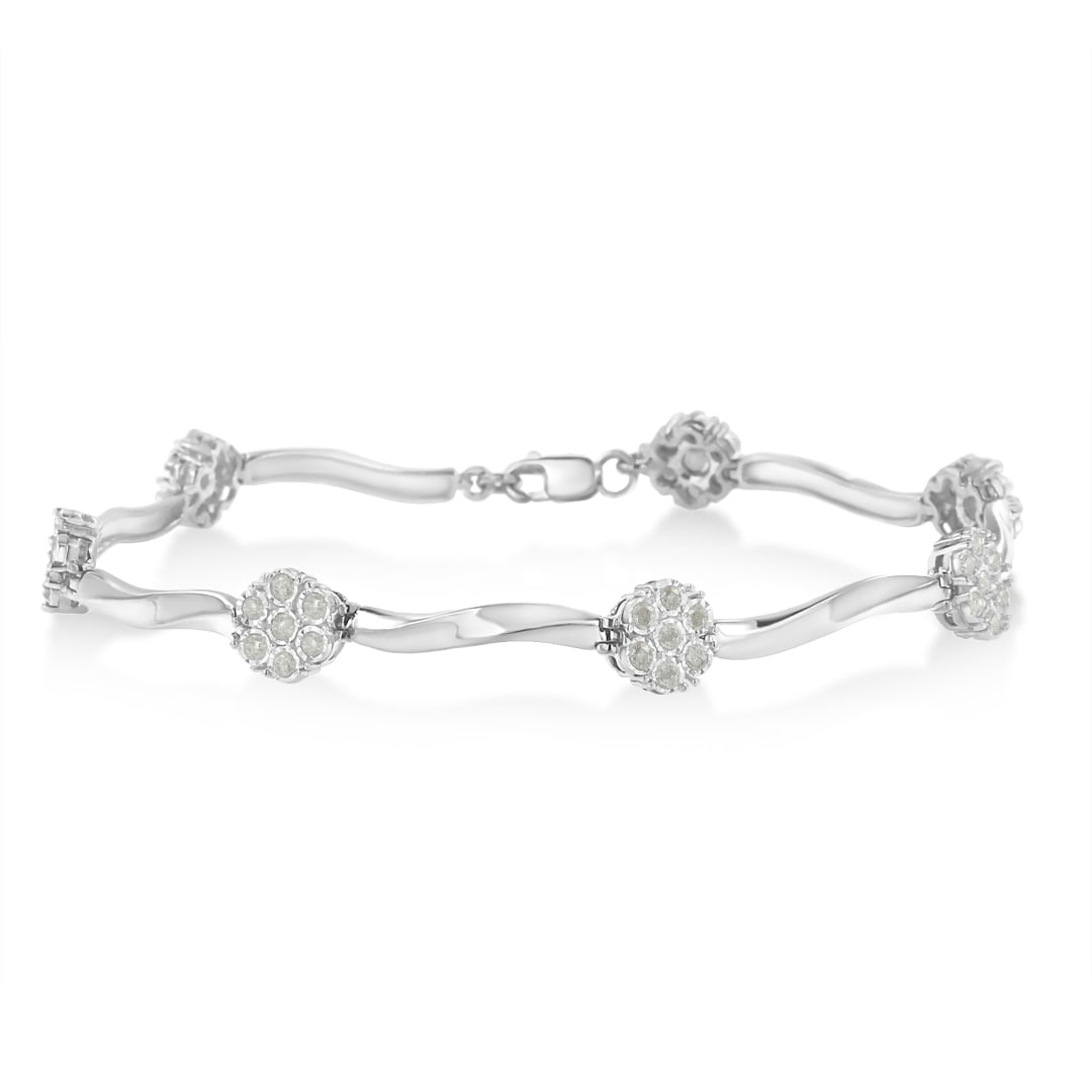 Elegant 1.00ct Diamond 7-stone Floral Bracelet (1 of 4)