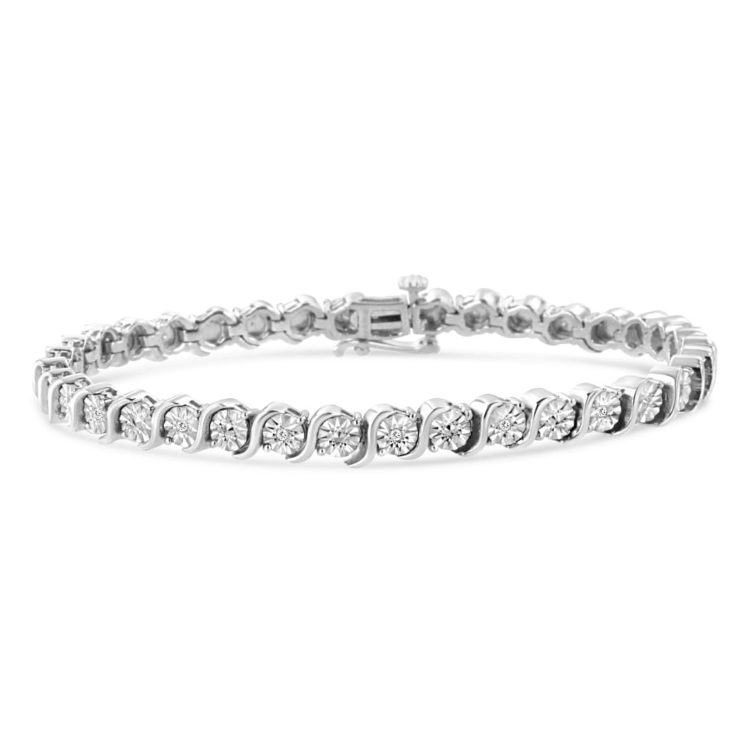 Elegant .10ct Diamond S-link Tennis Bracelet (1 of 6)