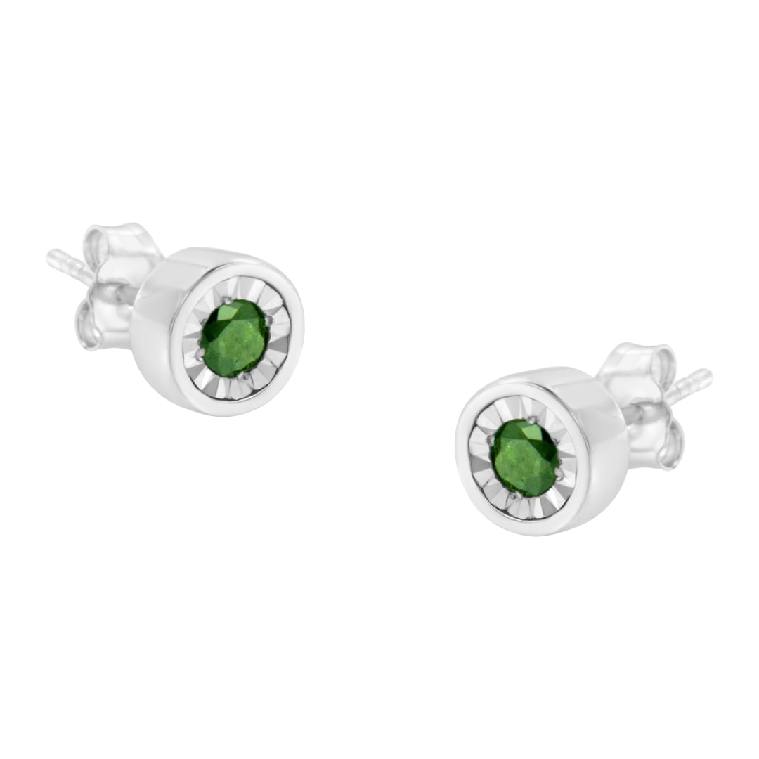 Round .25ct Green Diamond Stud Earrings (1 of 5)