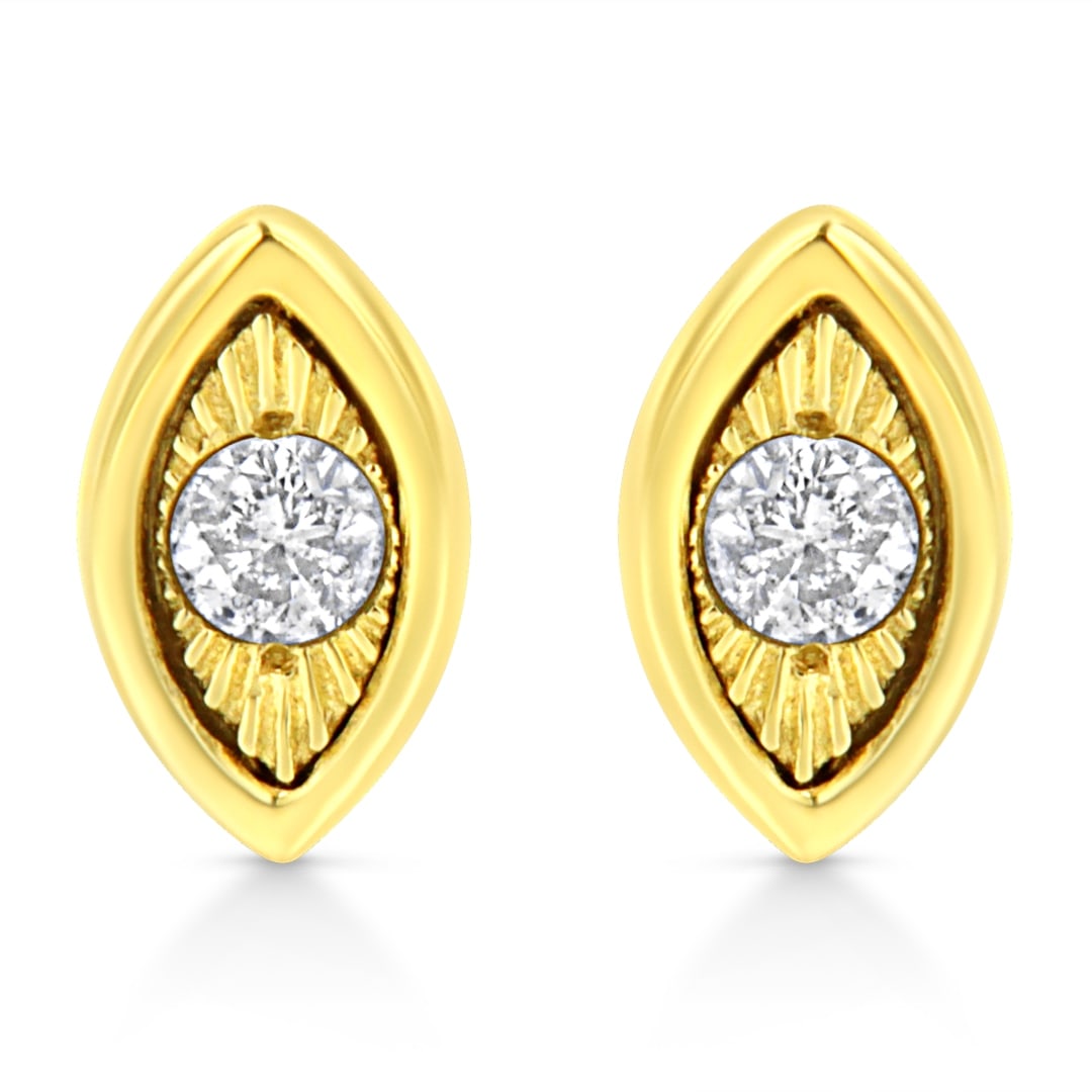 10k Gold Pl. Round .10ct Diamond Marquise Earrings (1 of 5)