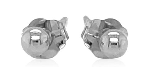 14k White Gold Spherical Stud Earrings 3.0mm: Radiating captivating style, these miniature round stud earrings are utterly gorgeous and classic. In a shiny finish and designed in 14k white gold. Earring information: length: 0. 13 inches, width: 0