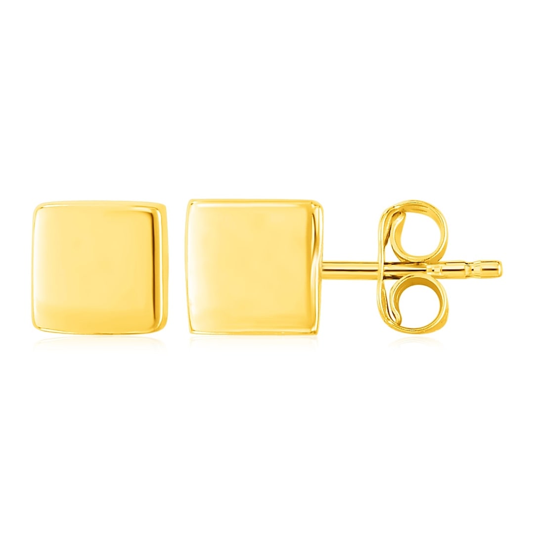 14k Gold Polished Cube Post Earrings (1 of 1)
