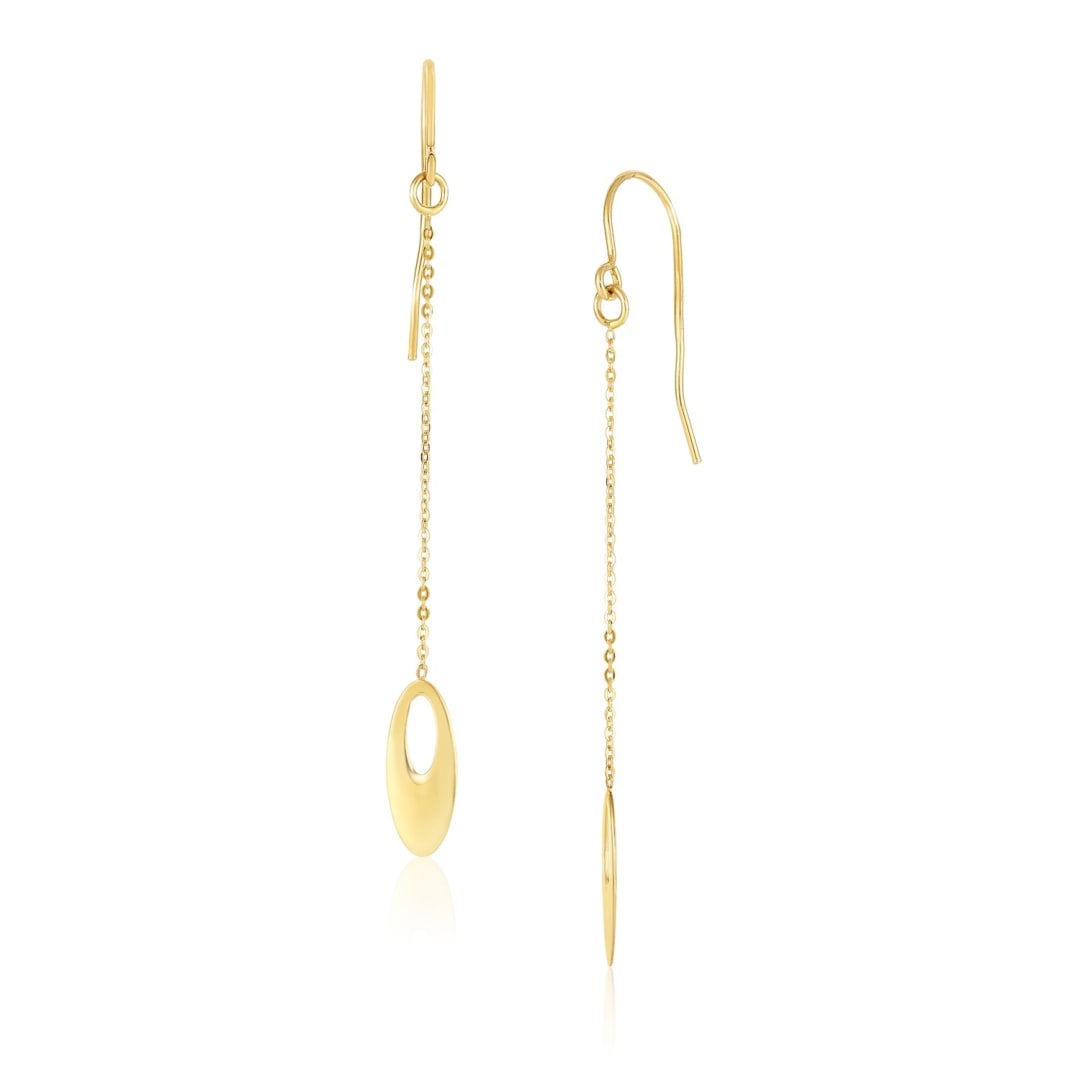 14k Gold Cutout Oval Chain Dangling Earrings (1 of 1)