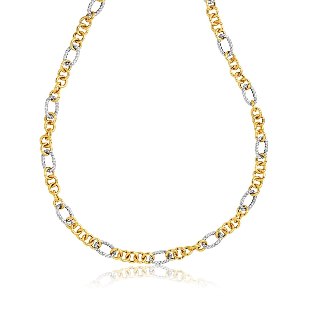 14k Two-tone Round And Cable Style Link Necklace (1 of 2)