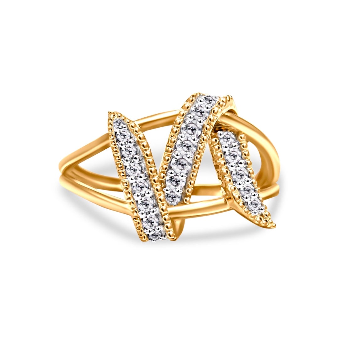 14k Gold-pl .27ct Diamond Interlocking Bypass Ring (1 of 5)