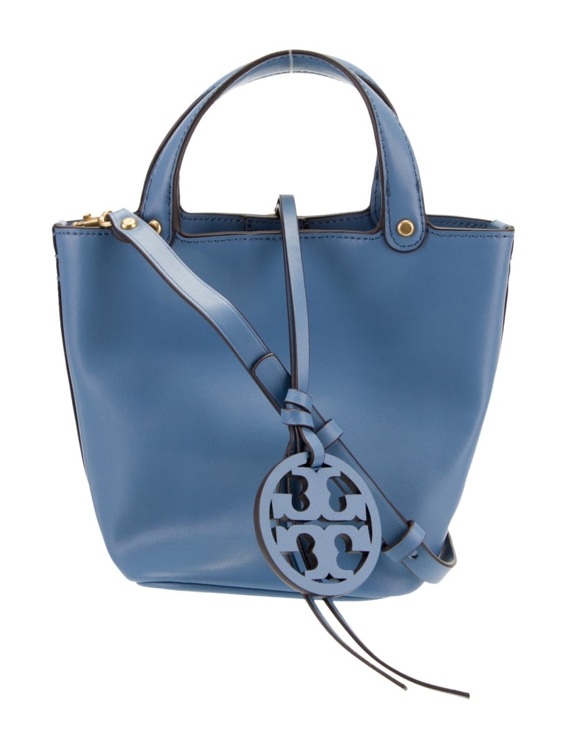 Tory Burch Blue Leather Open Top Bucket Bag (1 of 5)