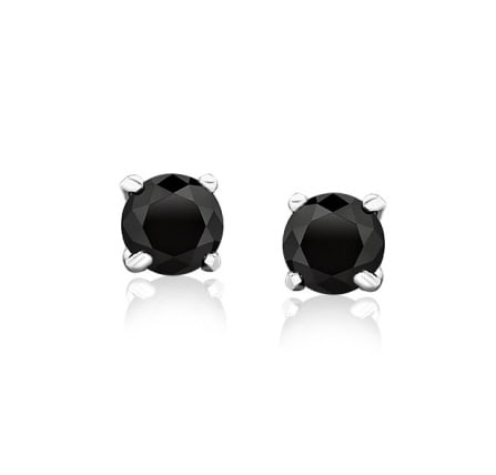14k Wgold Round .20ct Black Onyx Stud Earrings (1 of 3)
