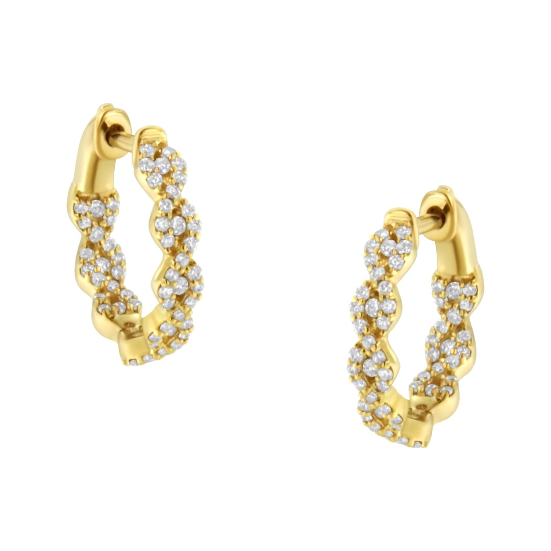 10k Gold Round .49ct Diamond Huggie Earrings (1 of 4)