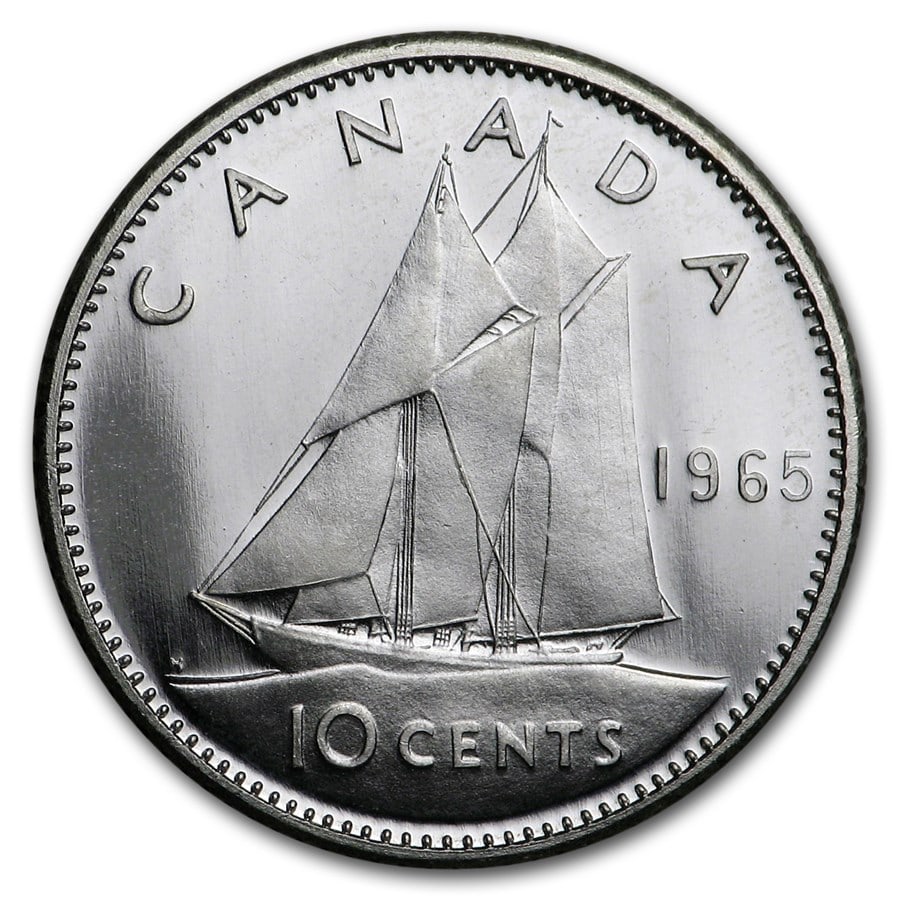 1965 Canada 10 Cents Bluenose Sailboat Bu (1 of 2)