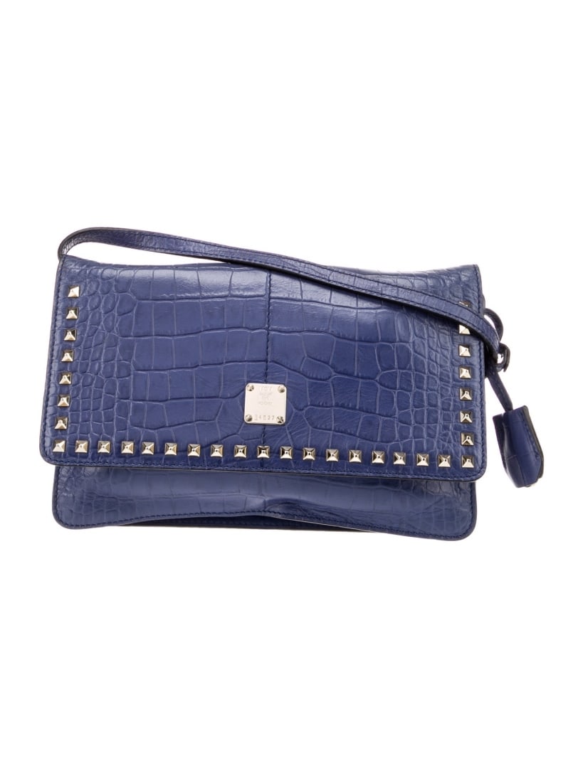 Mcm Blue Leather Microfiber Lined Belt Bag (1 of 5)