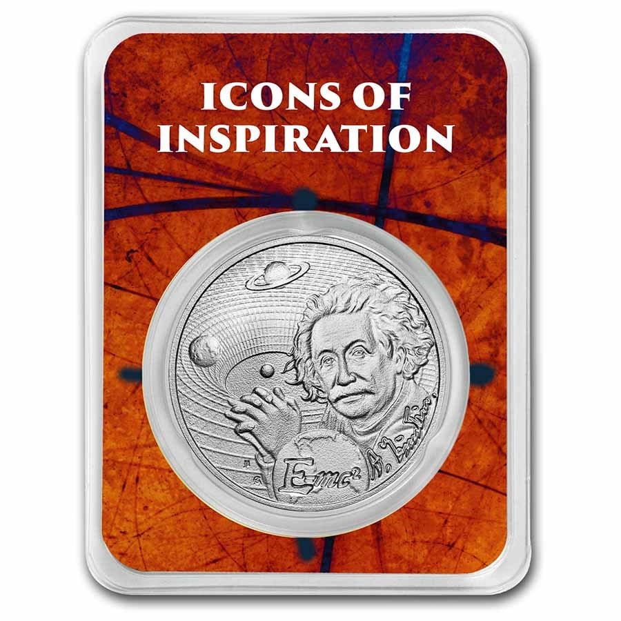2022 Niue 1 Oz Silver Albert Einstein (tep) Bu: This striking 1 oz . 999 fine silver coin, in brilliant uncirculated condition, represents the fourth release in the icons of inspiration series, honoring the legendary scientist and mathematician alb