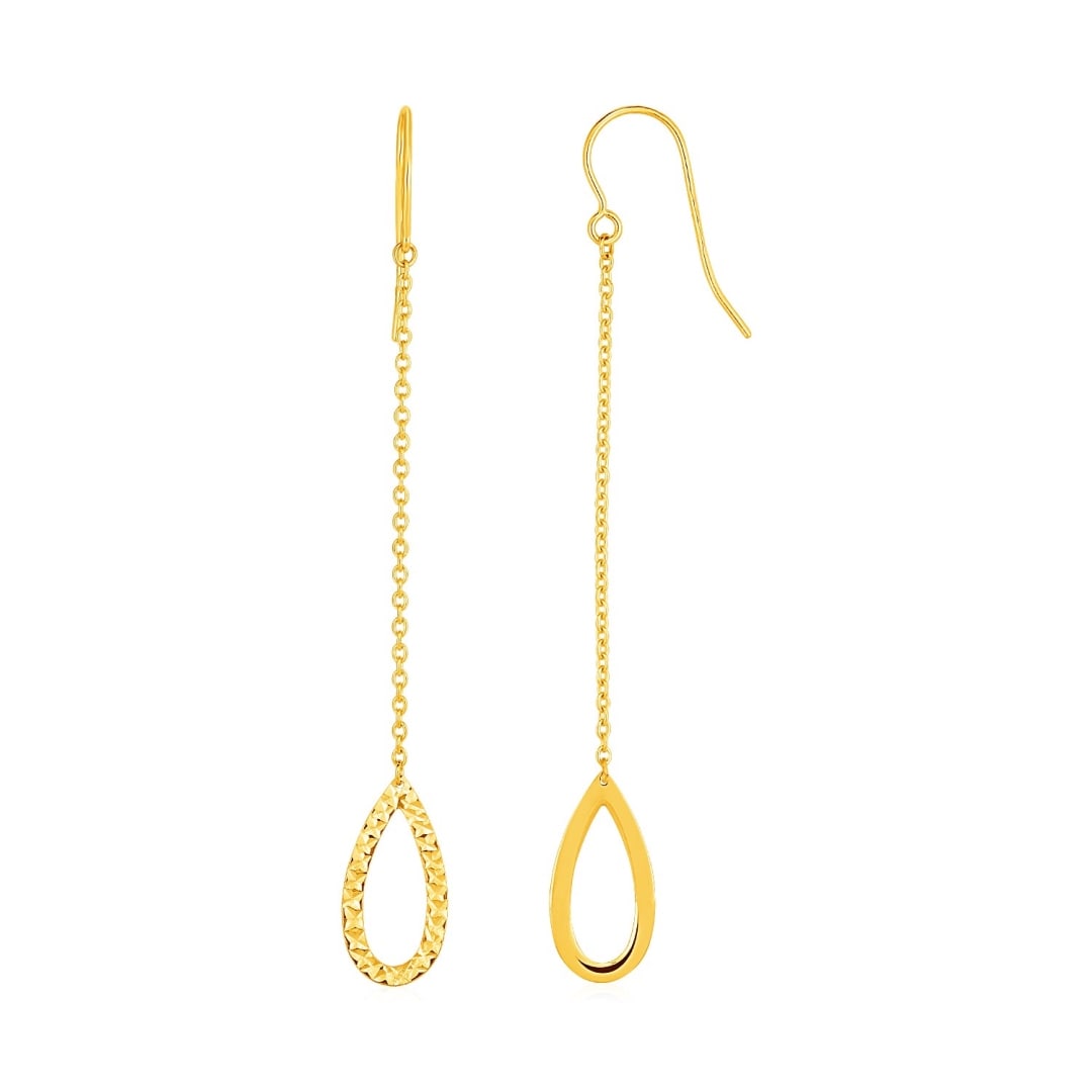 14k Gold Pear Shaped Long Drop Earrings (1 of 1)