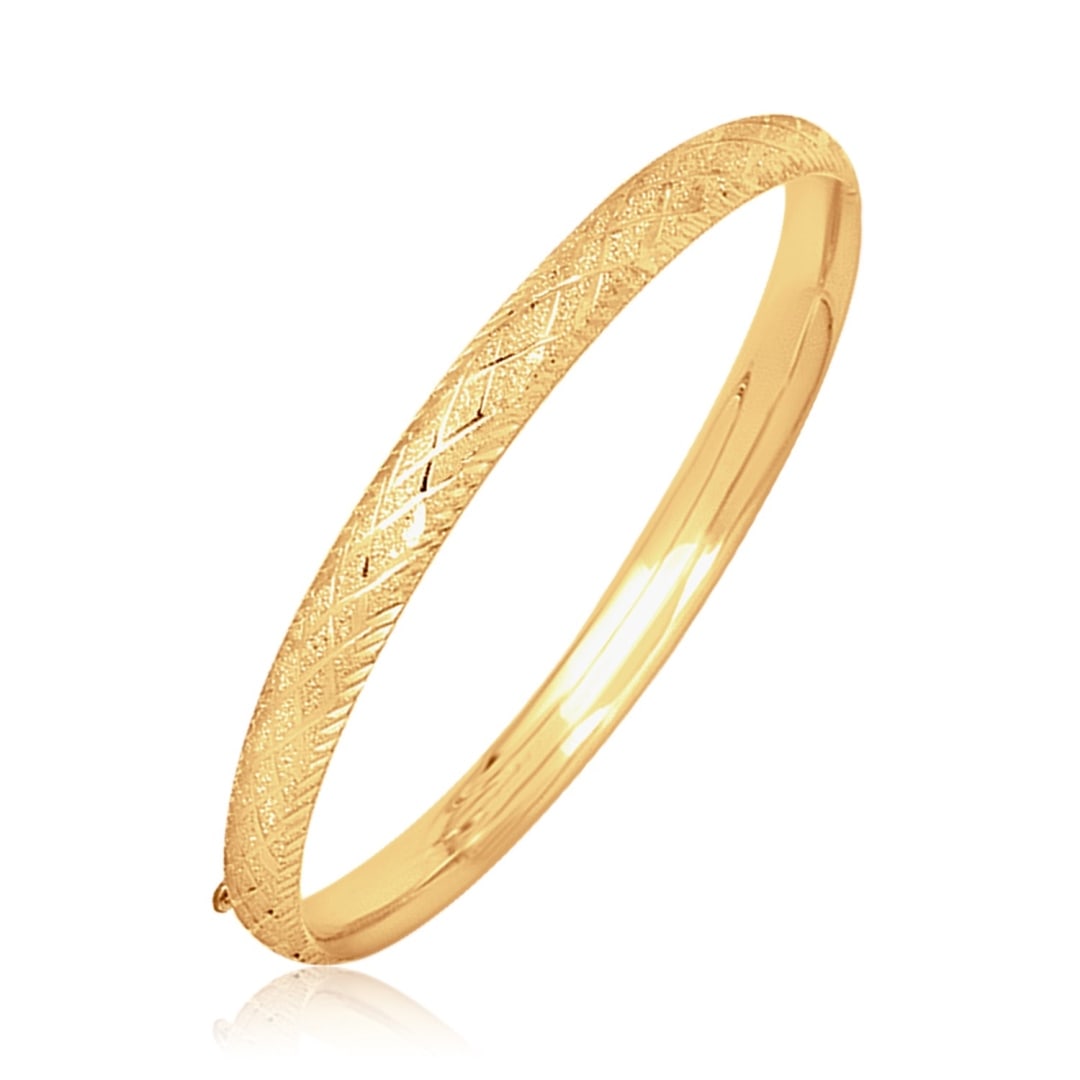 14k Gold Diamond Cut Design Dome Children's Bangle (1 of 3)