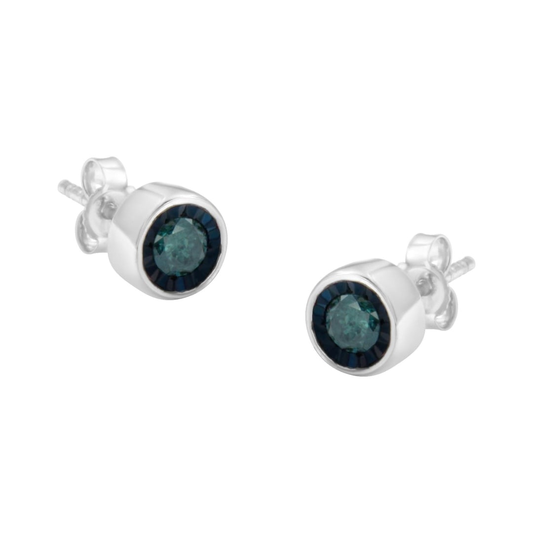 Elegant .40ct Blue Diamond Stud Earrings (1 of 5)