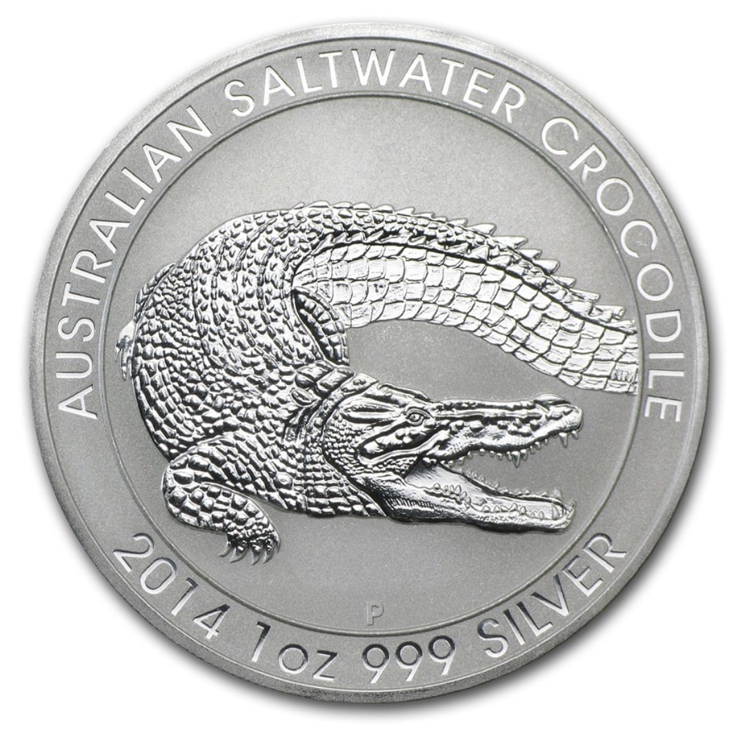 2014 Australia 1 Oz Silver Saltwater Crocodile Bu: This 2014 australia 1 oz silver saltwater crocodile coin, minted by the perth mint, celebrates the world's largest living reptile and terrestrial predator. This coin contains 1 oz of . 999 fine silver