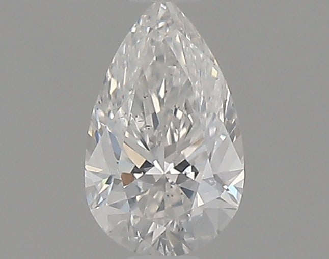 Gia Certified Pear Cut .40ct Si2 Diamond: This gia-certified natural pear cut diamond weighs 0. 40 carats with f color grade and si2 clarity. It features excellent polish and very good symmetry. With no fluorescence, this diamond measures 6.