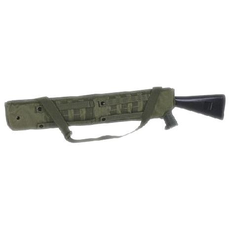 Voodoo Tactical Od Green Shotgun Scabbard: This adaptable pouch easily accommodates most side saddles, allowing you to attach it to your pack or carry it on your back using the sling; its padded material ensures excellent protection, safeguard