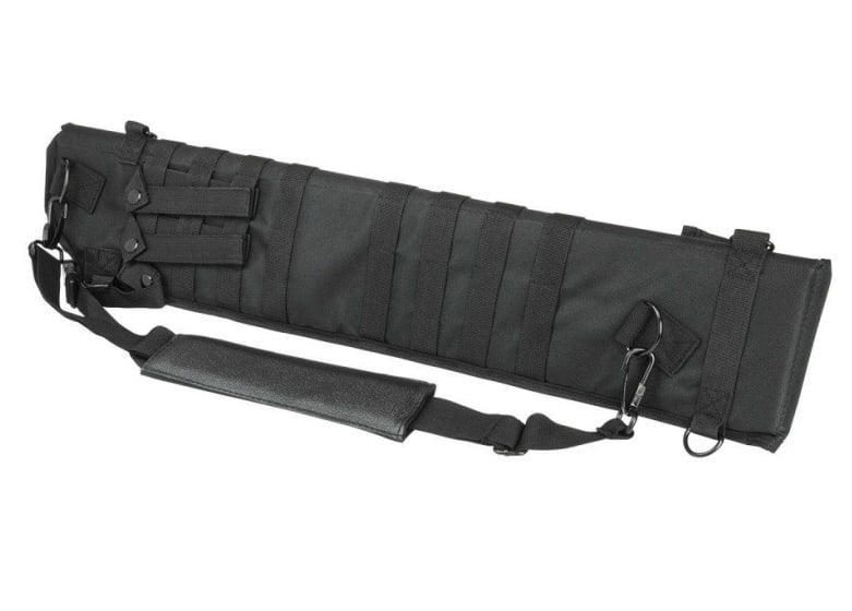 Ncstar Black Shotgun Scabbard: This accessory features webbing on both sides along with four detachable pals straps, making it ambidextrous and easy to use. Four d ring locations allow you to attach the padded shoulder sling in a v