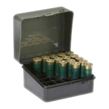 Plano Od Green/black 25-rounds Shotgun Shell Box: The design of this product allows for ideal storage, simply flip up the top, and effortlessly retrieve your items. Keywords: firearms, ammo box, shotgun shell, organizer, storage, ammunition, holder.
