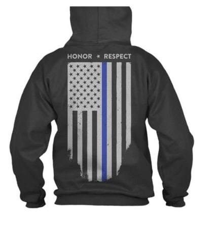 Thin Blue Line X-large Black Honor/respect Hoodie: This sweatshirt is made from a durable 7. 8-ounce blend of 60% cotton and 40% polyester, ensuring both comfort and longevity. The air jet yarn used in its construction results in a soft, pill-resistan
