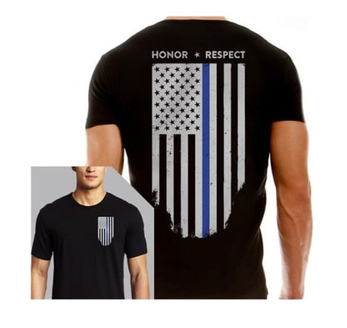 Thin Blue Line X-large Men's Flag T-shirt: This men's thin blue line flag t-shirt is a powerful symbol of support for law enforcement. Made from 100% pre-shrunk cotton, this shirt offers both comfort and durability. The thin blue line flag, pr