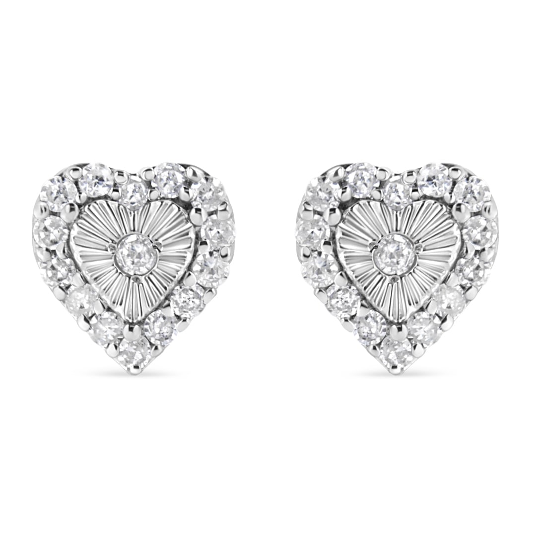 Brilliant .30ct Diamond Heart Stud Earrings (1 of 4)