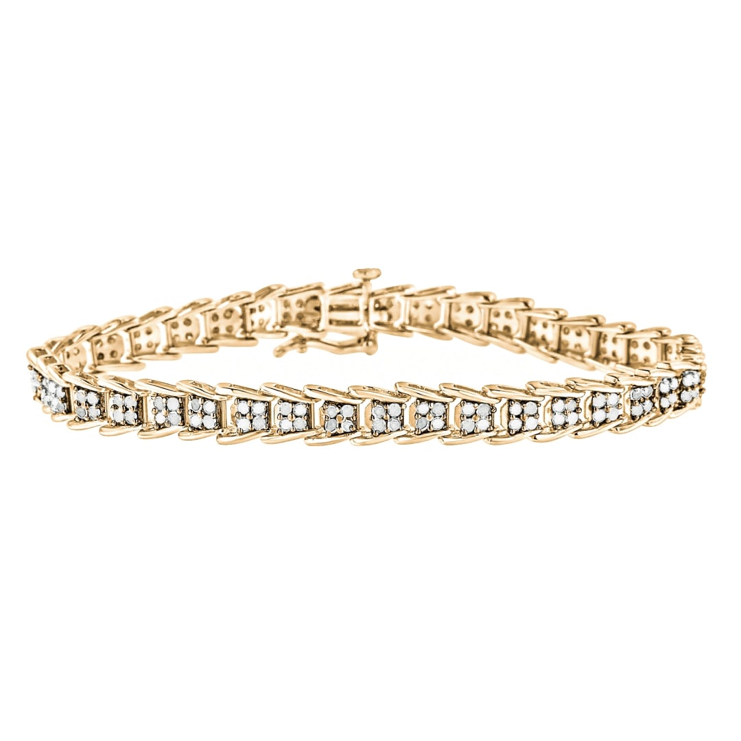 10k Gold-pl. 2.00ct Diamond Chevron Link Bracelet (1 of 5)