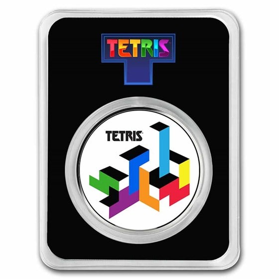 Tetris Tetrimino Blocks 1 Oz Silver Colored Round (1 of 4)