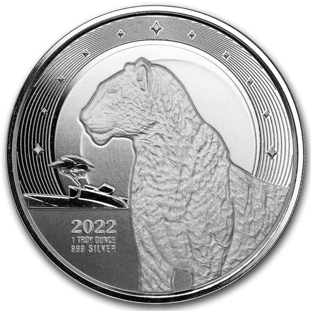 2022 Ghana 1 Oz Silver 5 Cedi African Leopard Bu: This 2022 republic of ghana 1 oz silver 5 cedi african leopard coin is a striking addition to the low mintage series from scottsdale mint, featuring a majestic leopard with a limited mintage of only 1
