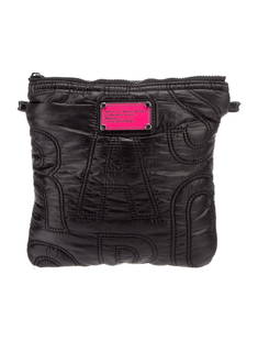 Marc By Marc Jacobs Black Nylon Messenger Bag: Condition is very good, pre-owned. Details: black nylon, quilted pattern, tonal hardware, nylon lining, zip closure at top, height: 9. 25", width: 8. 75", depth: 1", gender: women, minor discoloration
