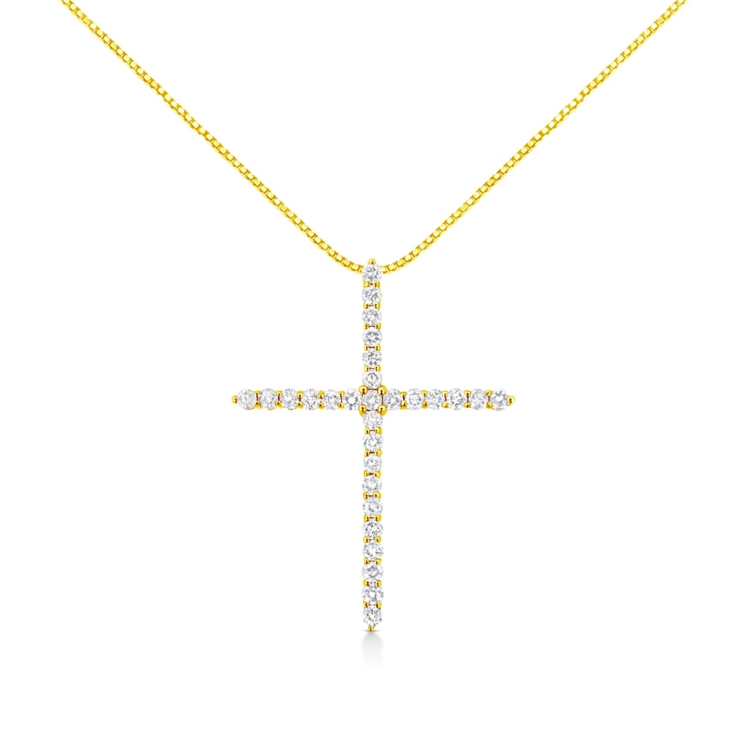 10k Gold 3.00ct Diamond Cross Necklace (1 of 5)