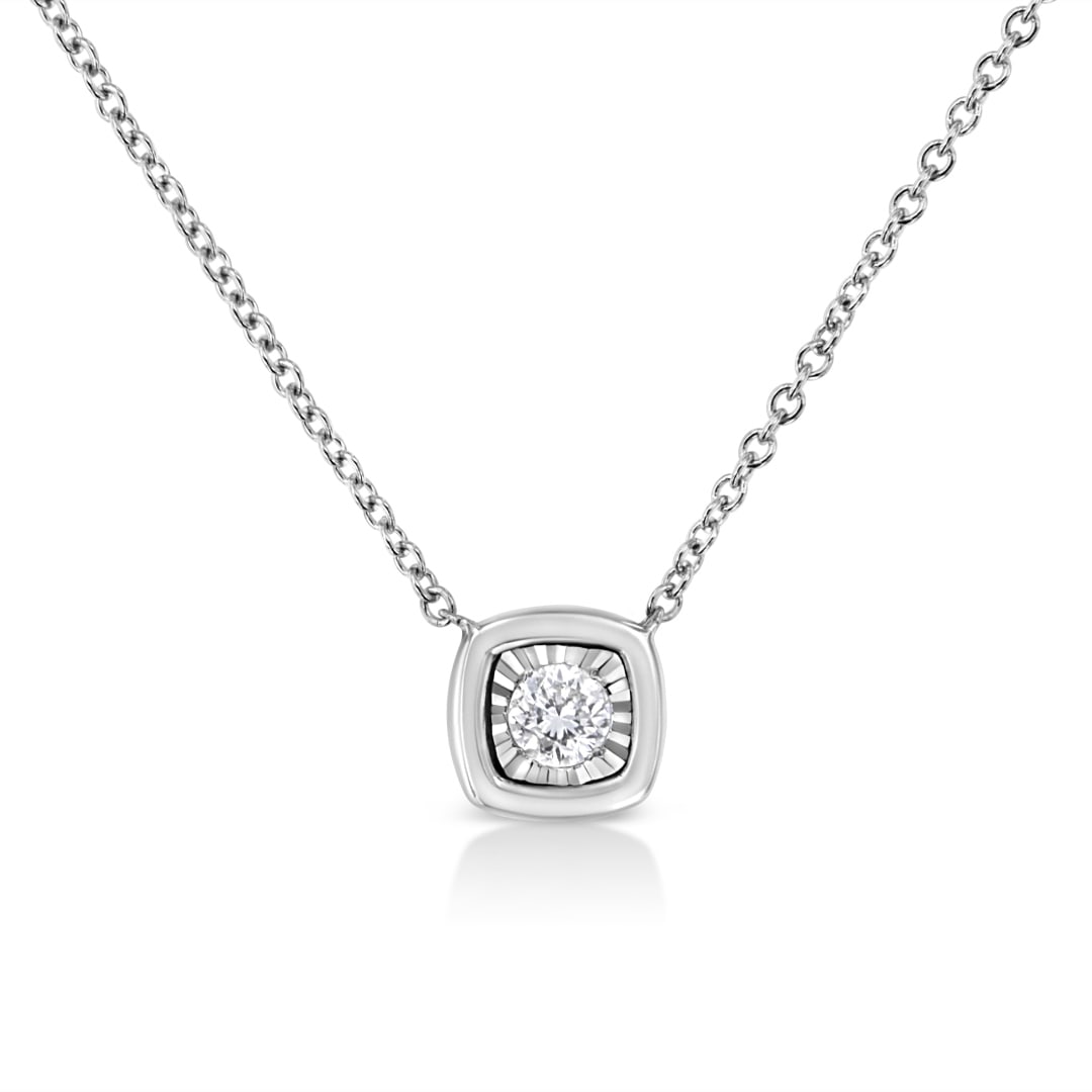 10k Gold .10ct Diamond Cushion Shape Necklace (1 of 4)