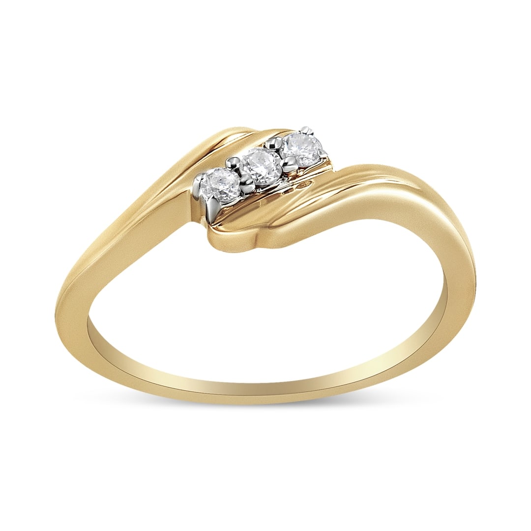 10k Gold-pl. .10ct Diamond Three-stone Bypass Ring (1 of 6)