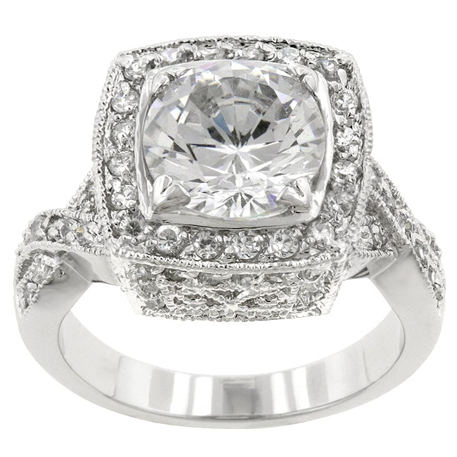 Sparkling Round 3.74ct White Sapphire Halo Ring (1 of 4)