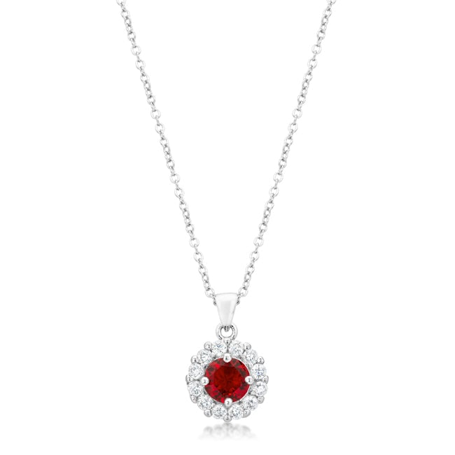 Round 3.28ct Ruby & White Topaz Halo Necklace (1 of 2)