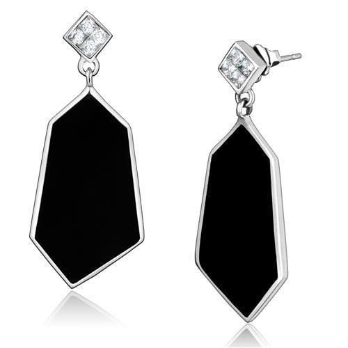 Classy 1.44ct White Sapphire Black Epoxy Earrings (1 of 1)