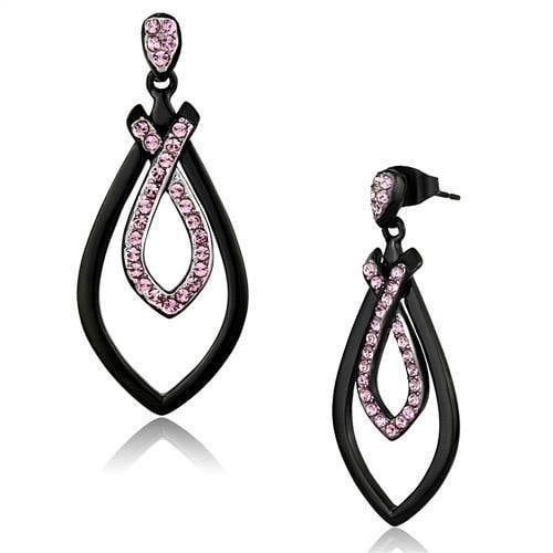 Black Pl. .42ct Pink Kunzite Ribbon Earrings (1 of 1)