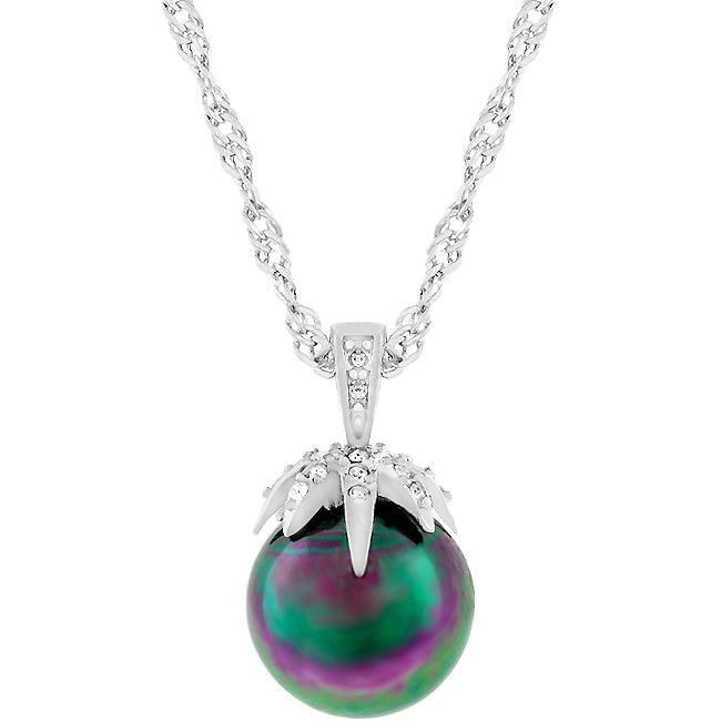 Round .26ct White Topaz & Tahitian Pearl Necklace (1 of 3)